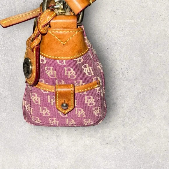 Vintage 2005 Dooney & Bourke Pink and Tan Satchel with Monogram Design - Picture 7 of 15